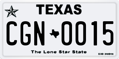 TX license plate CGN0015