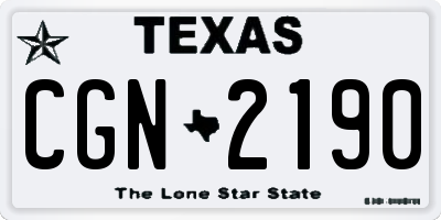 TX license plate CGN2190