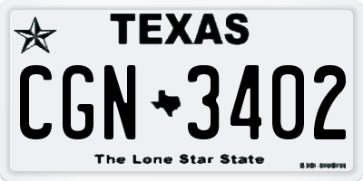 TX license plate CGN3402