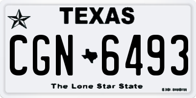 TX license plate CGN6493