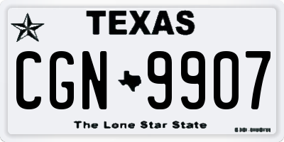 TX license plate CGN9907