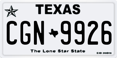TX license plate CGN9926