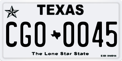 TX license plate CGO0045