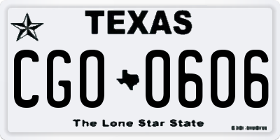 TX license plate CGO0606