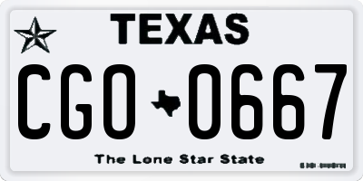 TX license plate CGO0667