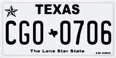 TX license plate CGO0706
