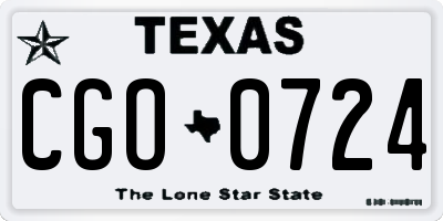 TX license plate CGO0724