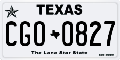 TX license plate CGO0827