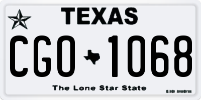 TX license plate CGO1068