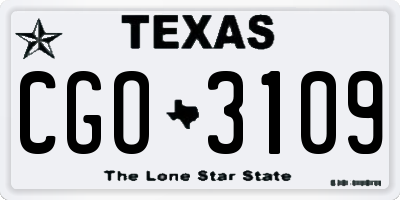 TX license plate CGO3109