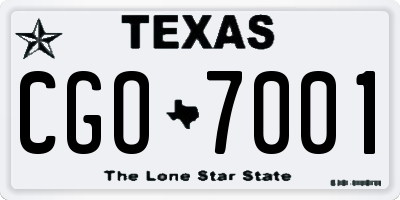 TX license plate CGO7001