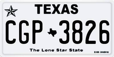 TX license plate CGP3826