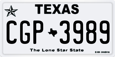 TX license plate CGP3989