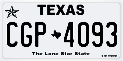 TX license plate CGP4093