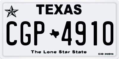 TX license plate CGP4910
