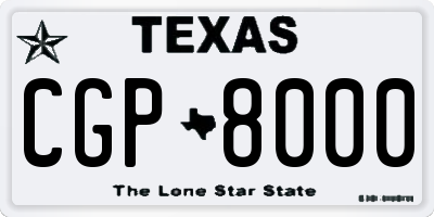 TX license plate CGP8000
