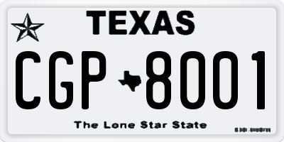 TX license plate CGP8001