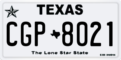 TX license plate CGP8021