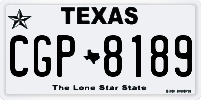 TX license plate CGP8189