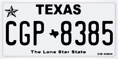 TX license plate CGP8385