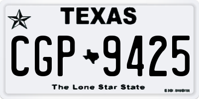 TX license plate CGP9425