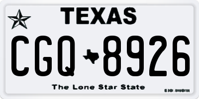 TX license plate CGQ8926