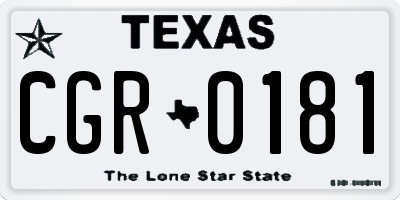 TX license plate CGR0181