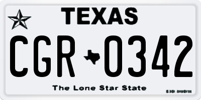 TX license plate CGR0342