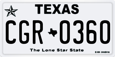 TX license plate CGR0360