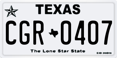 TX license plate CGR0407