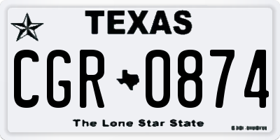 TX license plate CGR0874