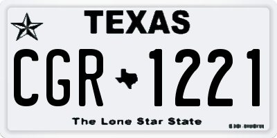 TX license plate CGR1221