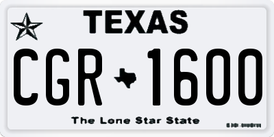 TX license plate CGR1600