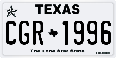 TX license plate CGR1996