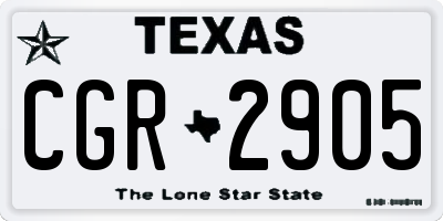 TX license plate CGR2905
