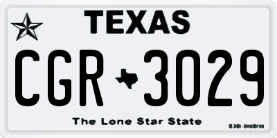 TX license plate CGR3029