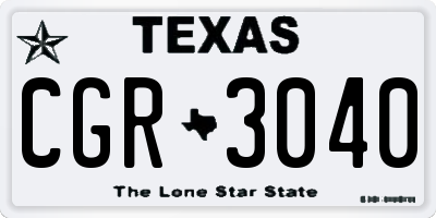 TX license plate CGR3040