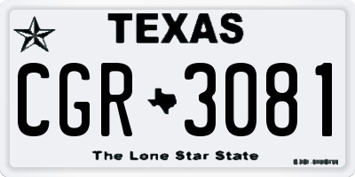 TX license plate CGR3081