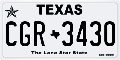 TX license plate CGR3430