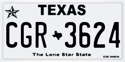 TX license plate CGR3624