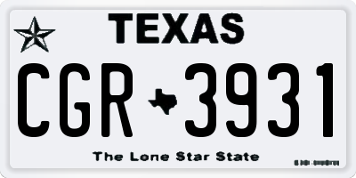 TX license plate CGR3931