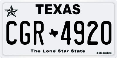 TX license plate CGR4920