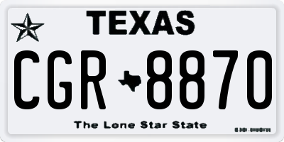 TX license plate CGR8870