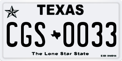 TX license plate CGS0033