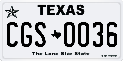 TX license plate CGS0036