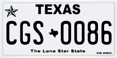 TX license plate CGS0086