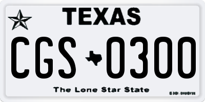 TX license plate CGS0300