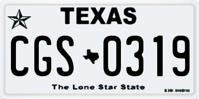 TX license plate CGS0319
