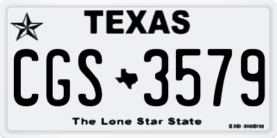 TX license plate CGS3579