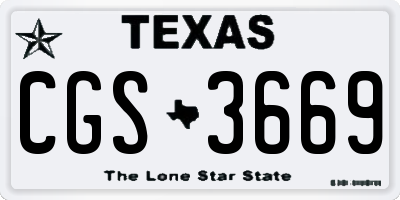 TX license plate CGS3669